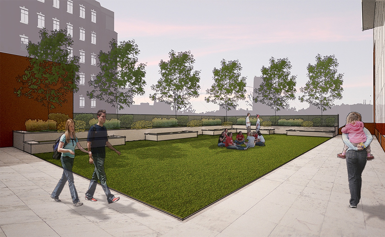 Rooftop Courtyard - Sculpture Garden and Performance Space for an Urban High School