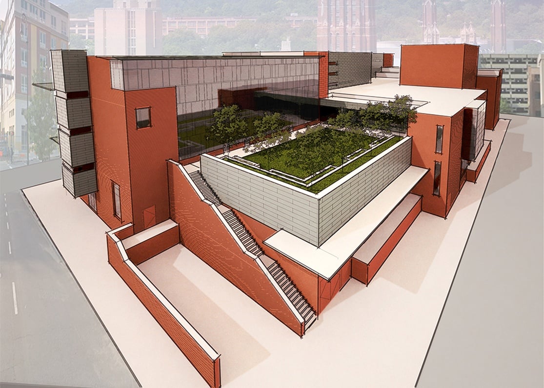 Rooftop Courtyard - Sculpture Garden and Performance Space for an Urban High School