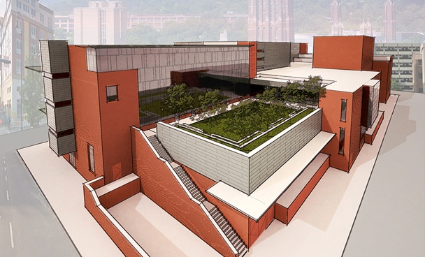 Courtyard architects for urban high school